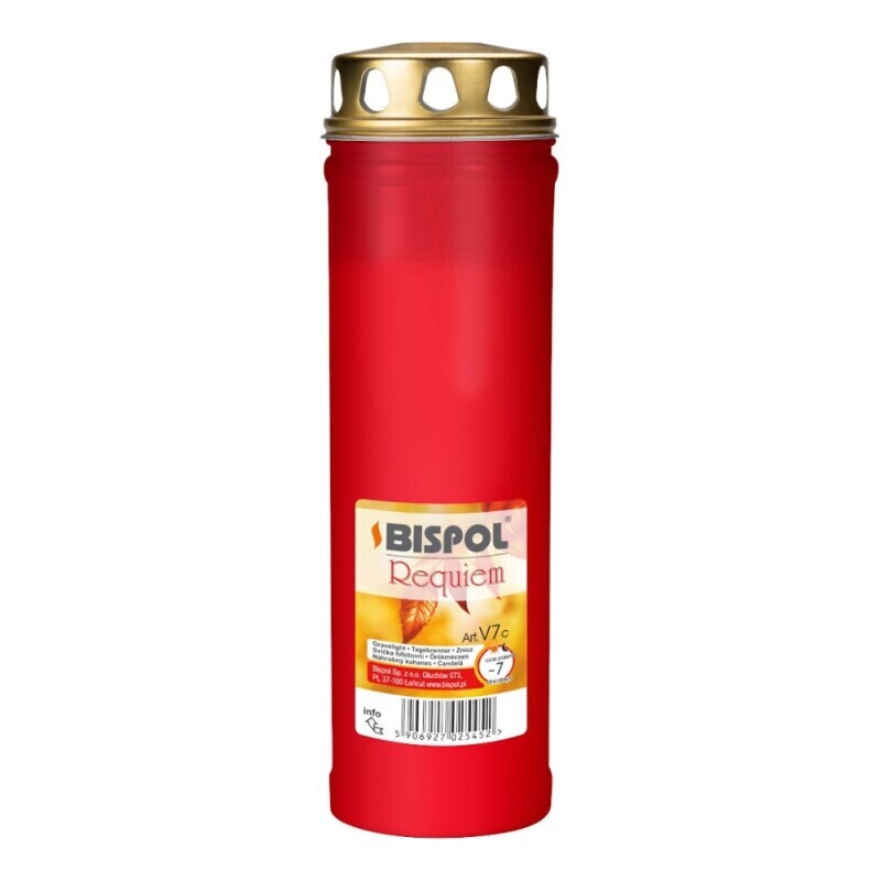 Bispol Svíčka hřbitovní olejová s víčkem Requiem 7dni/420g Red (20/bal)