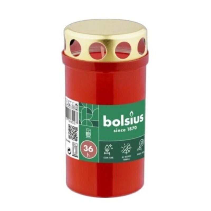 Bolsius Svíčka hřbitovní 36h Red (20/krt)