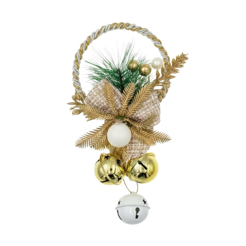 Vánoční dekorace Mašle se zvonkem 3cm (720/krt)