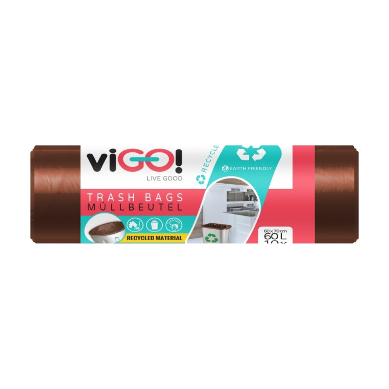 viGO! Pytel odpad. S uchy LDPE 60l/10ks Brown (16/krt)