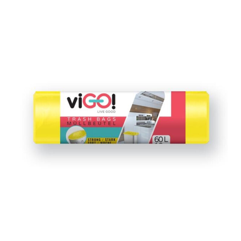viGO! Pytel odpad. S uchy LDPE 60l/10ks Yellow (16/krt)