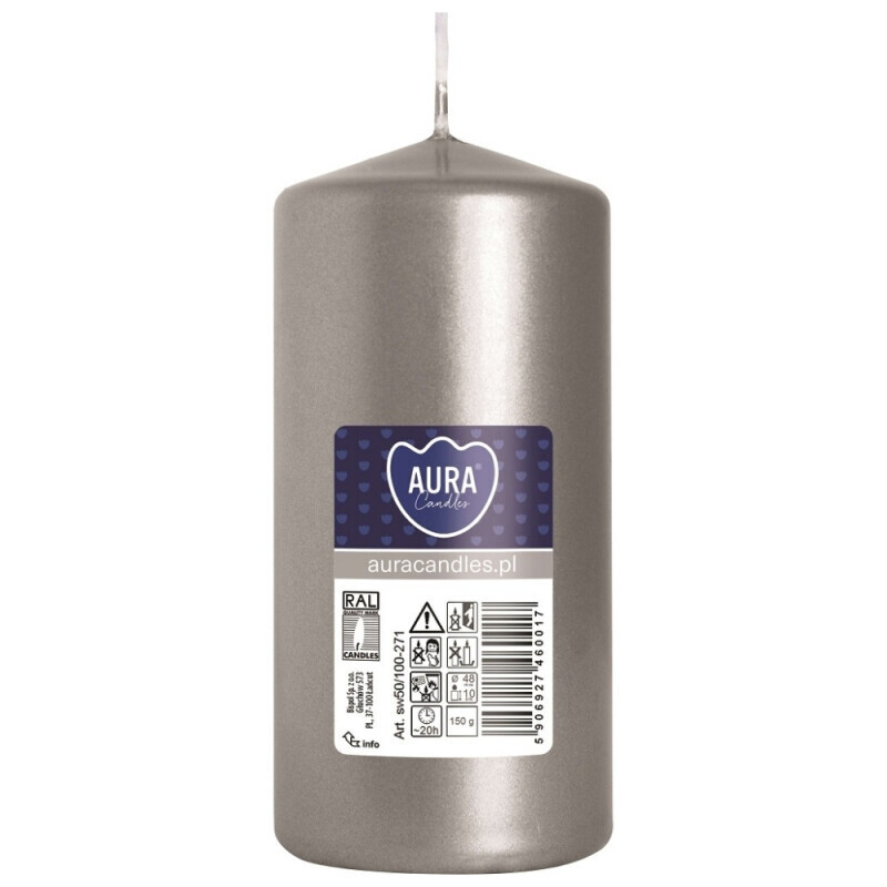 Bispol Svíčka Pillar 50/100 a1 sliver metalic(8/krt)