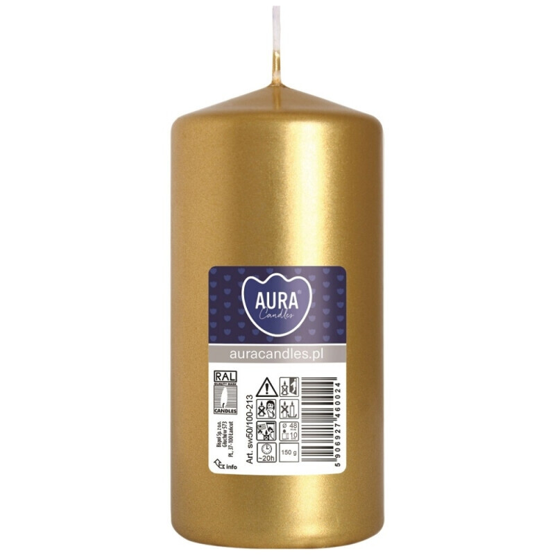 Bispol Svíčka Pillar 50/100 a1 gold metalic(8/krt)