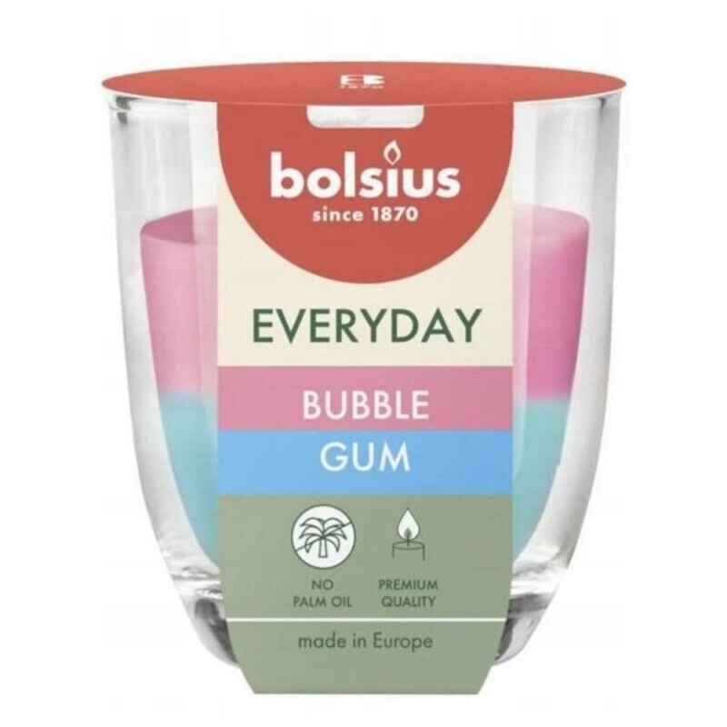 Bolsius Svíčka ve skle 80/70 bubble gum(6/krt)