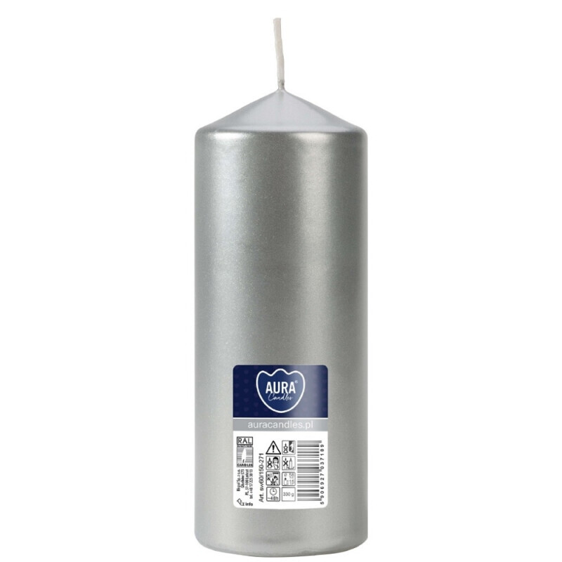 Bispol Svíčka Pillar 50/150 a1 silver metallic(6/krt)