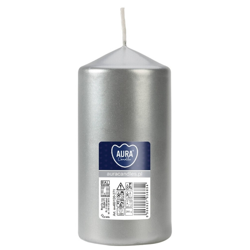 Bispol Svíčka Pillar 50/120 a1 silver metallic(6/krt)