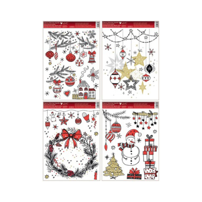 Vánoční okenní fólie 42*30cm moderní Vánoce (80/bal 240/krt)