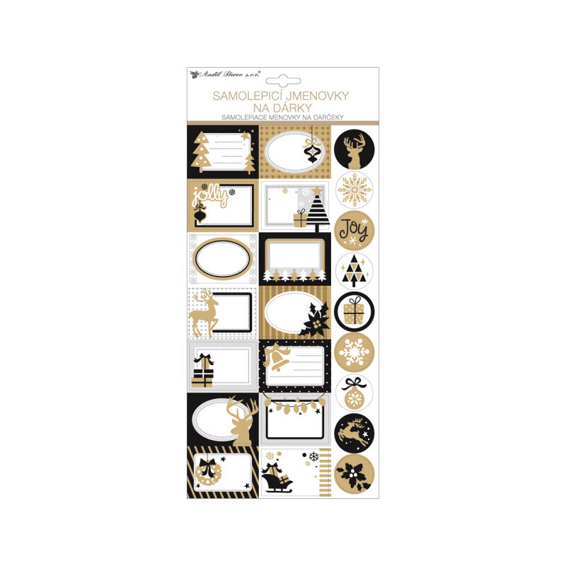 Vánoční jmenovky na dárky samolepicí 23ks 40*18cm s glitry (24/bal 192/krt)