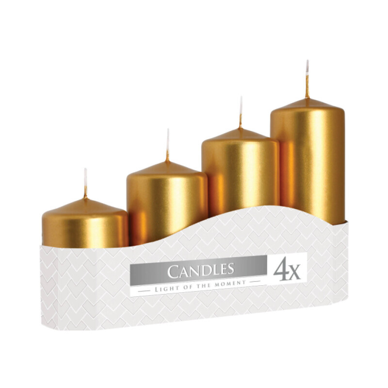 Bispol Svíčka adventní 4ks schody SW50/4 Metalic Yellow (6/krt)