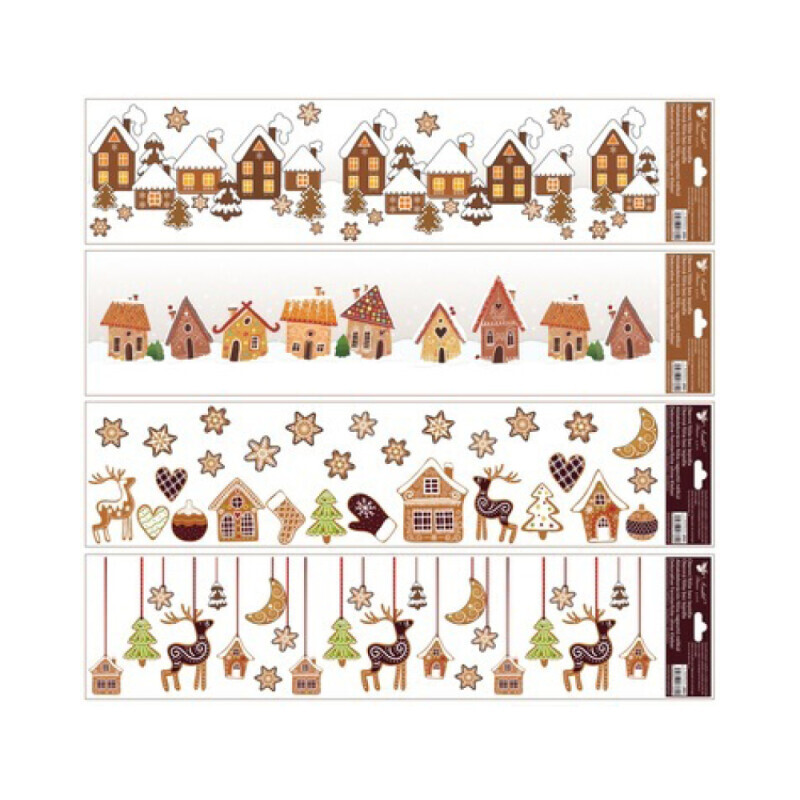 Vánoční okenní fólie pruh 64*15cm perníčky (96/bal 288/krt)