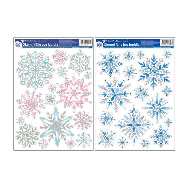 Vánoční okenní fólie 41*29cm se stříbrným glitry (144/bal 288/krt)