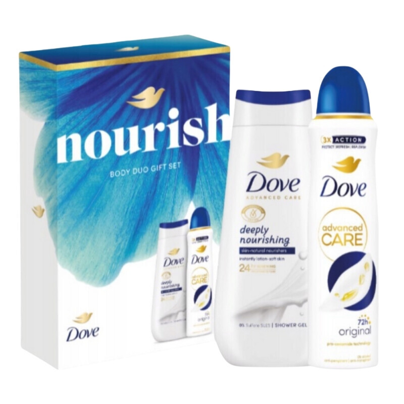 Dove Dár.sada F 250ml SG+150ml Spray Nourish (6/krt)