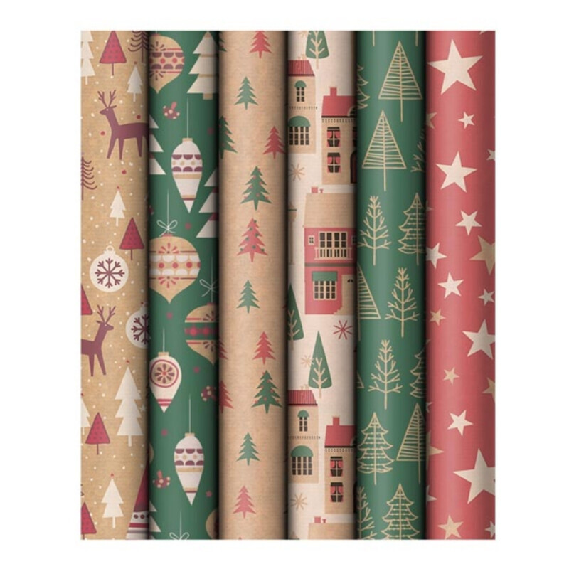 Balicí papír vánoční role 200x70 kraft mix č.5 (60/krt)