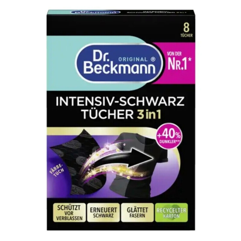 DrBeckmann Ubrousky do praní N obnovu černé barvy 3v1 8ks (12/krt)