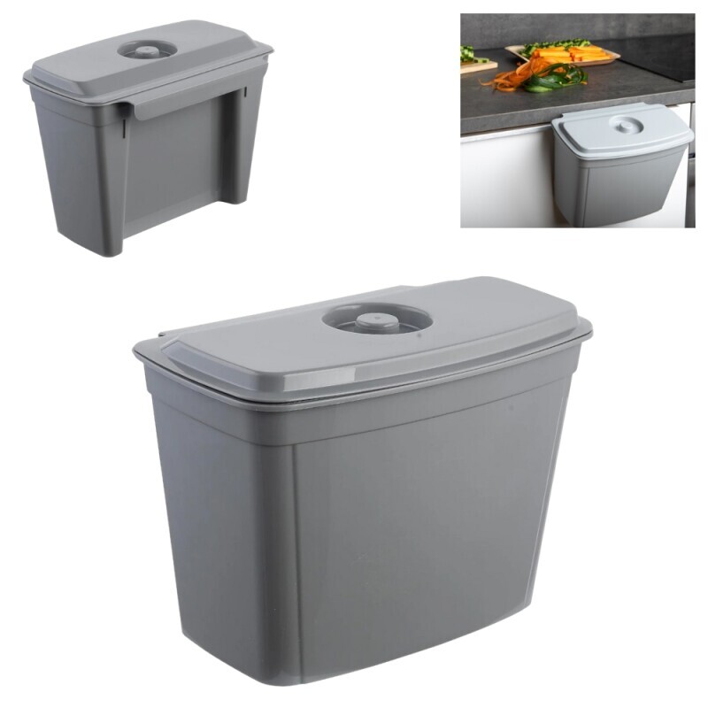 Závěsný koš+víkem šedá 4L(4/krt)