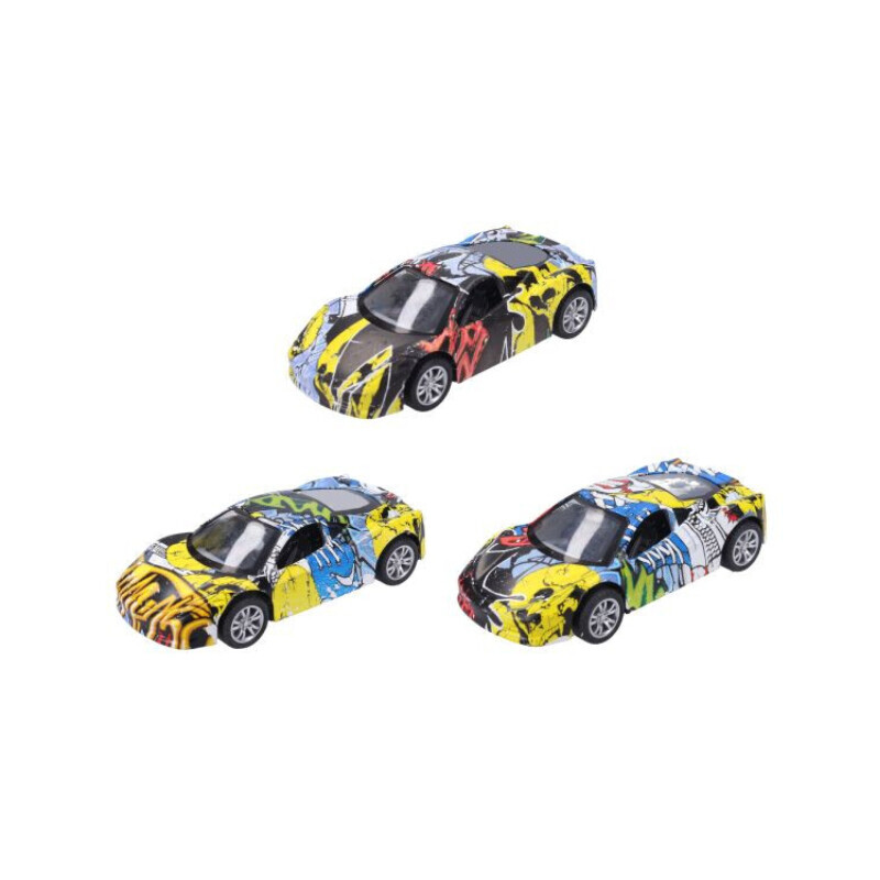 Auto s graffiti kovové 9cm (12/bal 432/krt)