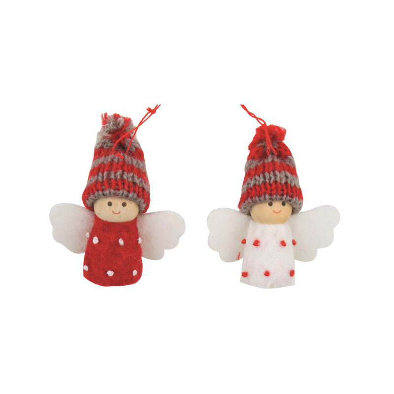 Vánoční dekorace na zavěšení Anděl v pruhované čepici 5,5cm (12/bal 504/krt)