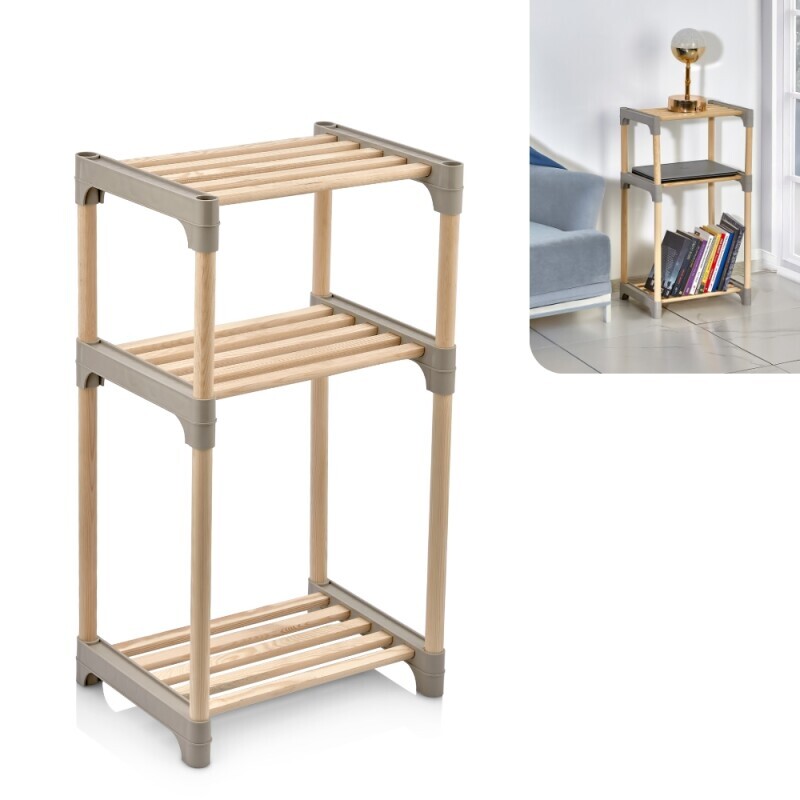 Regál modulární 3 patrové Dřevený (6/krt)