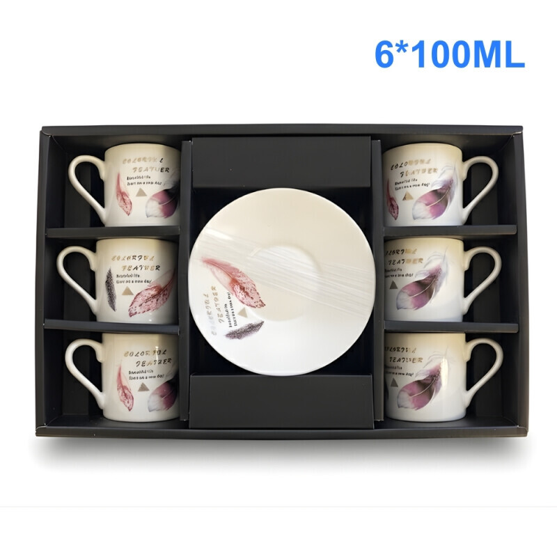 Set hrnek keramický s podšálkem 6*100ml (20/krt)