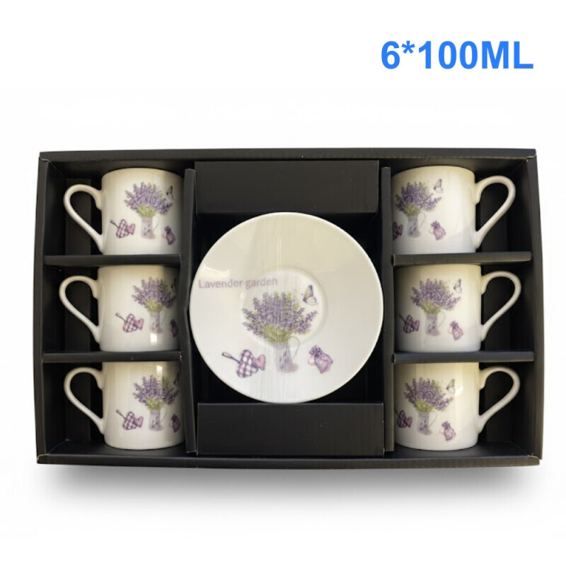 Set hrnek keramický s podšálkem 6*100ml (20/krt)