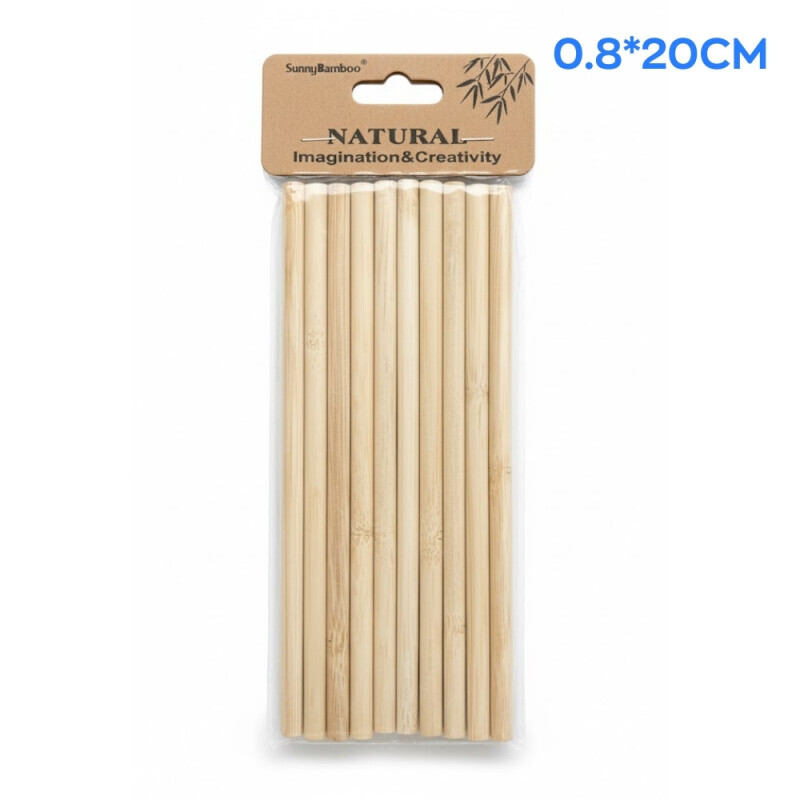 Slámky bambus. 0,8*20cm/10ks (12/bal 360/krt)
