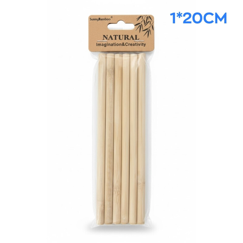 Slámky bambus. 1*20cm/6ks (12/bal 360/krt)