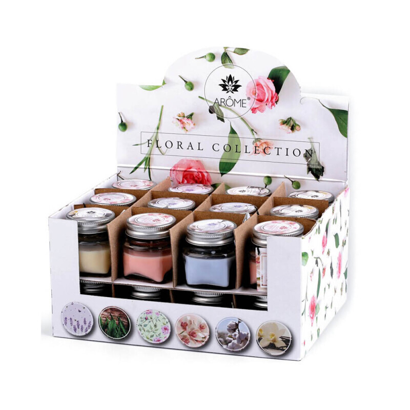 Arome Svíčka v dóze 28g Floral 4 vůní (24/bal 48/krt)