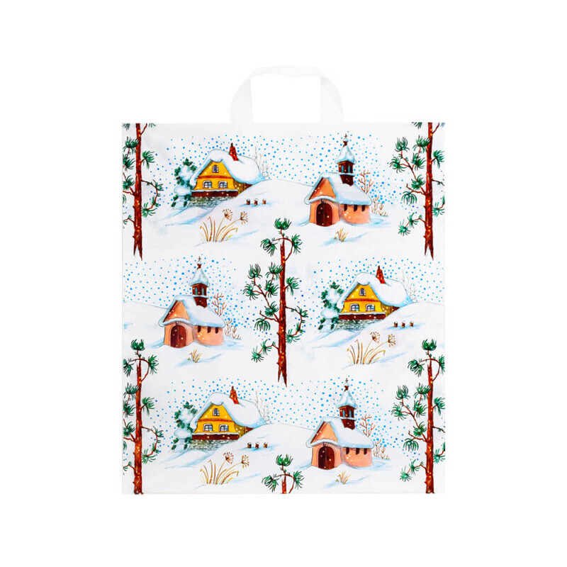 Lika Taška igelitová s uchy Vánoční 40*46 Zimní kaplička (50/bal)