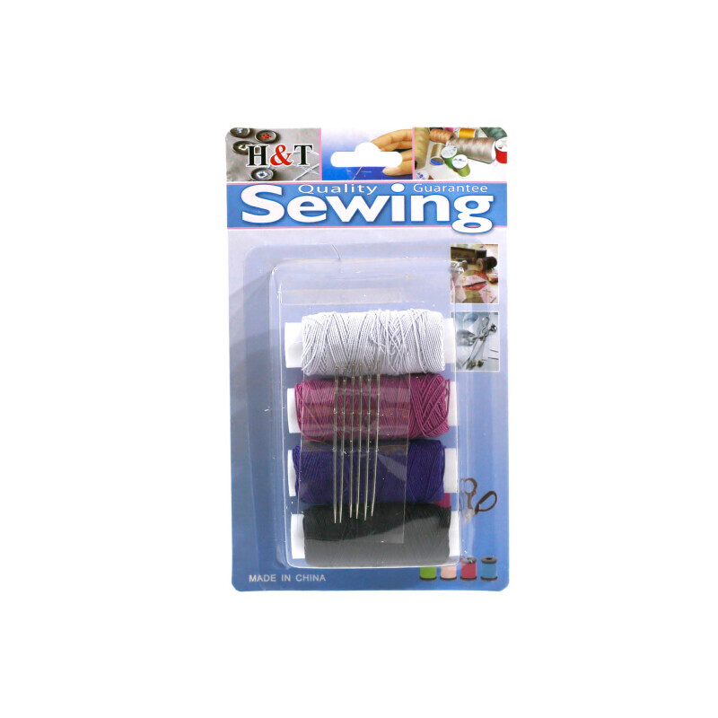 Nitě na šití elastická 4ks+jehly (12/bal 240/krt)