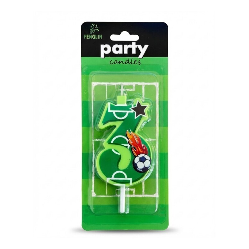 Dortová svíčka číslo Fotbal 3 (12/bal 600/krt)