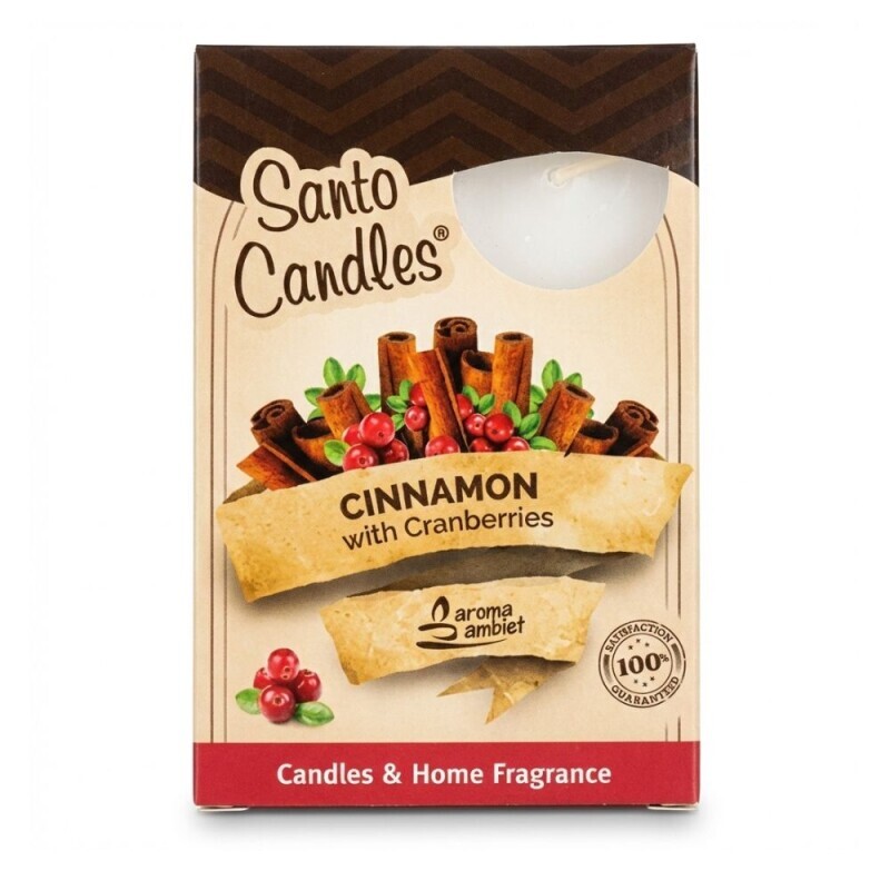 Santo Svíčka čajová 6ks Cinnamon with Cranberries (15/bal 45/krt)