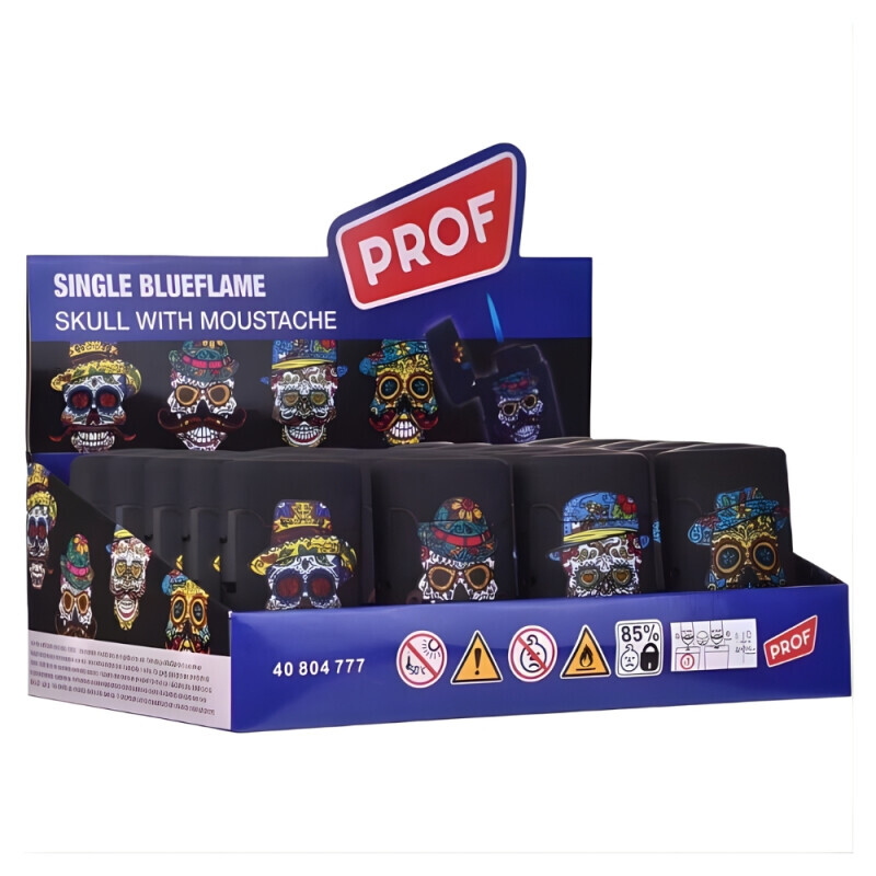 Prof Zapalovač Skull with Moustache(20/bal 400/krt)