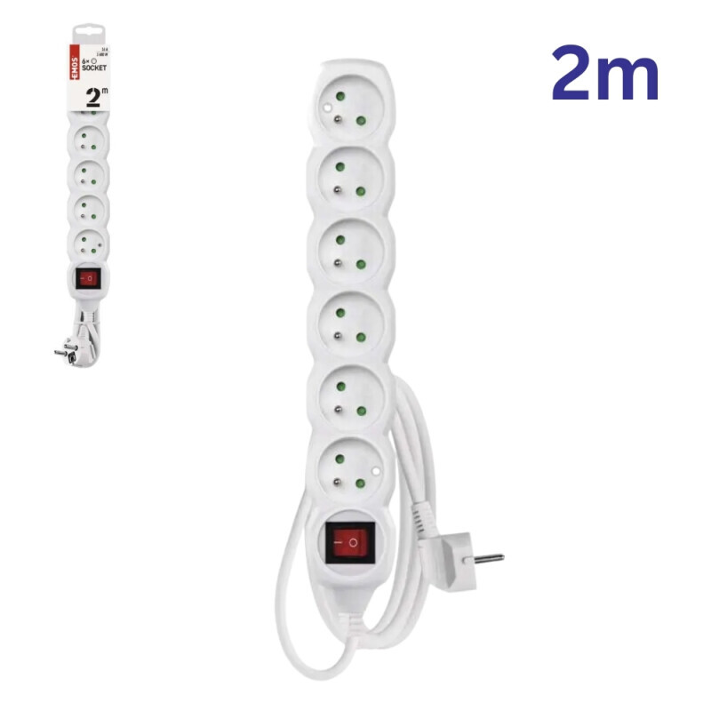 Emos Prodlužovací kabel s vyp 6zásuvky 2m (10/krt)