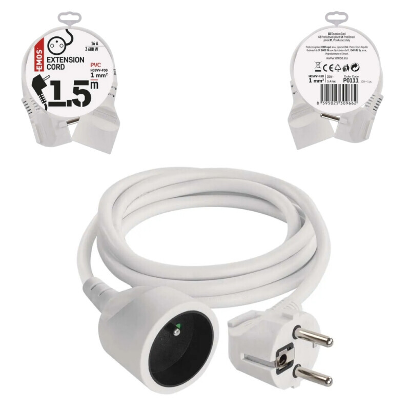 Emos Prodlužovací kabel 1,5m (5/bal 20/krt)