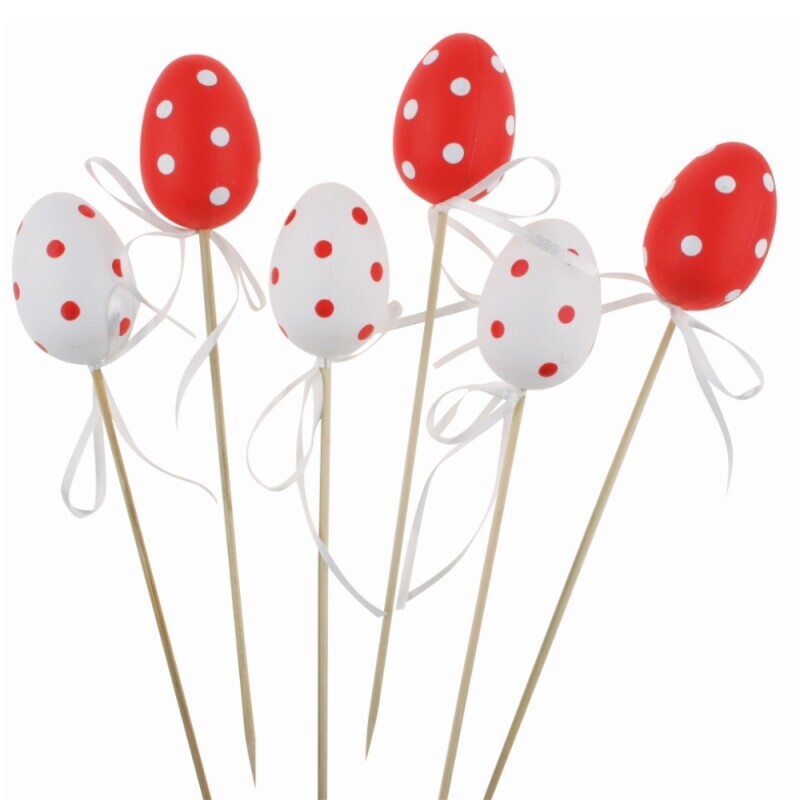 Velikonoční dekorace zápich Vajíčko 6cm puntík (6/bal 144/krt)