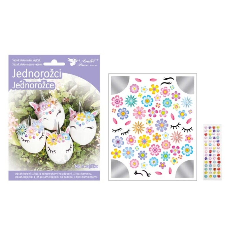 Velikonoční dekorace sada na vajíčka – jednorožci (72/bal 432/krt)