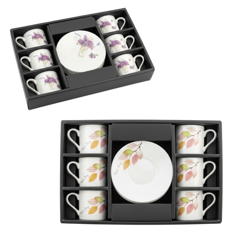 Set hrnek keramický s podšálkem 6*100ml (20/krt)