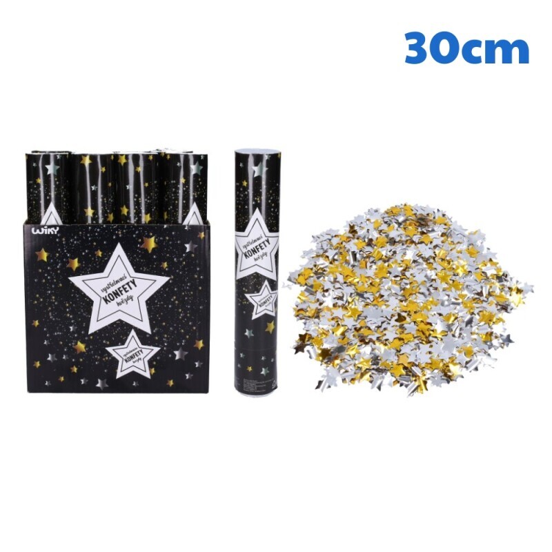 Párty konfety vystřelovací Hvězdy 30 cm