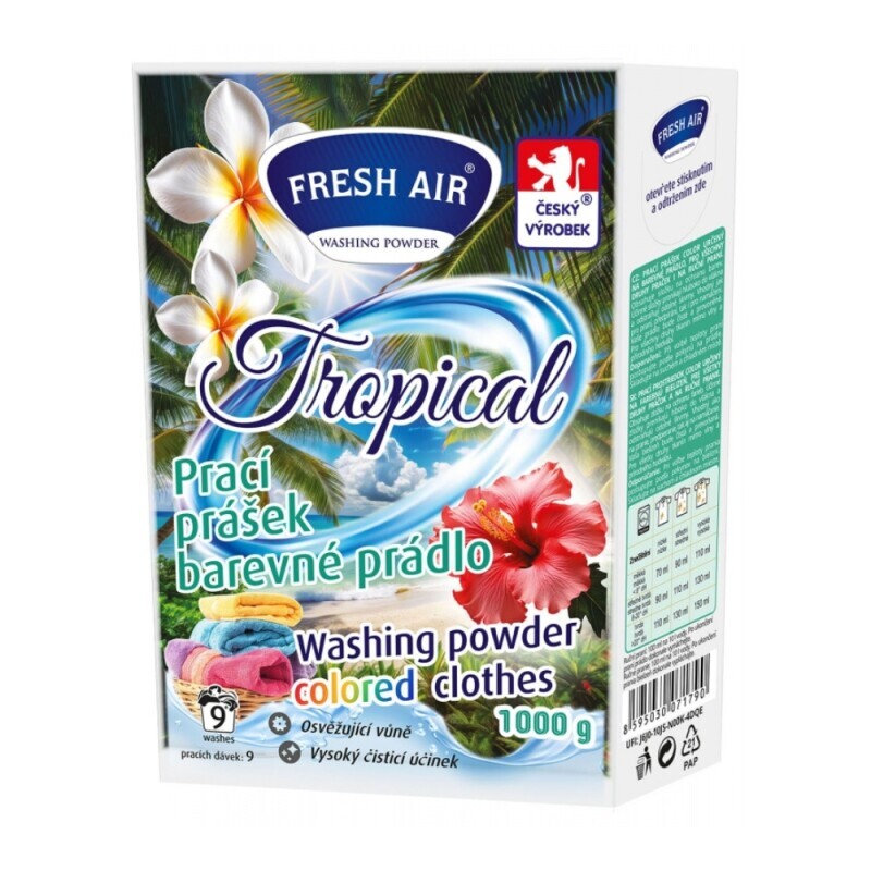 Fresh Air 1kg Prací prášek na barevné prádlo Tropical (8/krt)