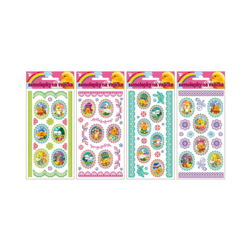 Velikonoční samolepky na vajíčka gelové oválky (240/krt)