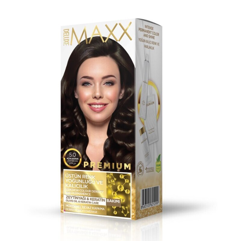 Deluxe Maxx Barva na vlasy Premium Světle hnědá 5.0 (24/krt)