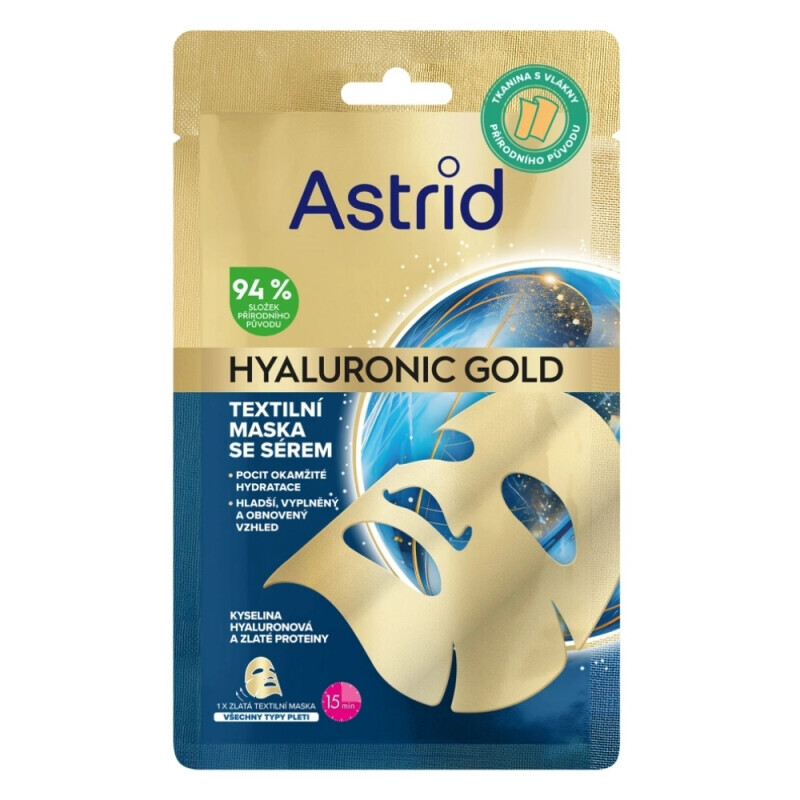 Astrid Pleť. Maska Hyaluronic Gold s proteiny (20/bal 240/krt)