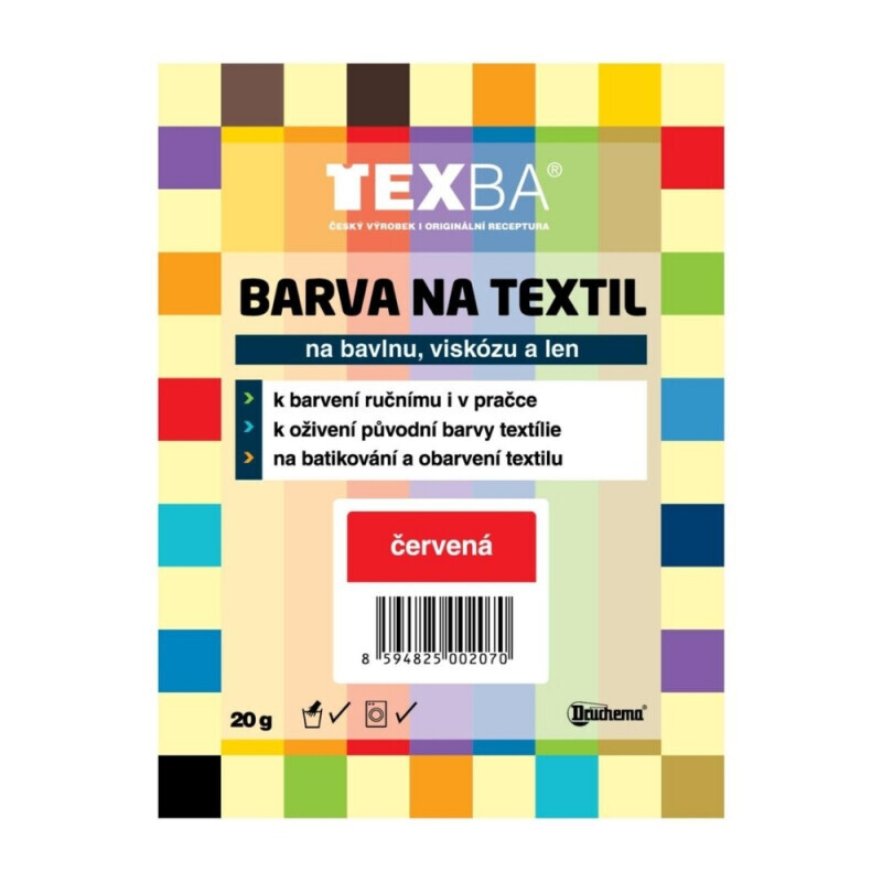 Texba 20g barva na textil Červená(20/krt)
