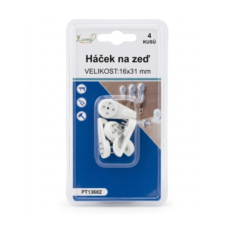 Háček na zeď 3cm/4ks (24/bal 288/krt)