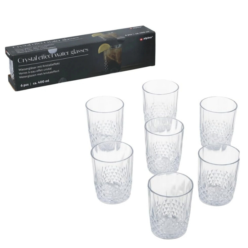 Sklenice na vodu opakovaně použitelné 6×400ml(6/krt)