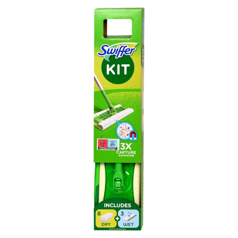 Startovací Sada Swiffer (Nasada, 8x Suché Nahradní utěrky,3x Vlhčené utěrky) Hák