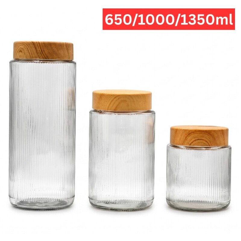 Sada dóz 650/1000/1350ml Dřev víčko (6/krt)