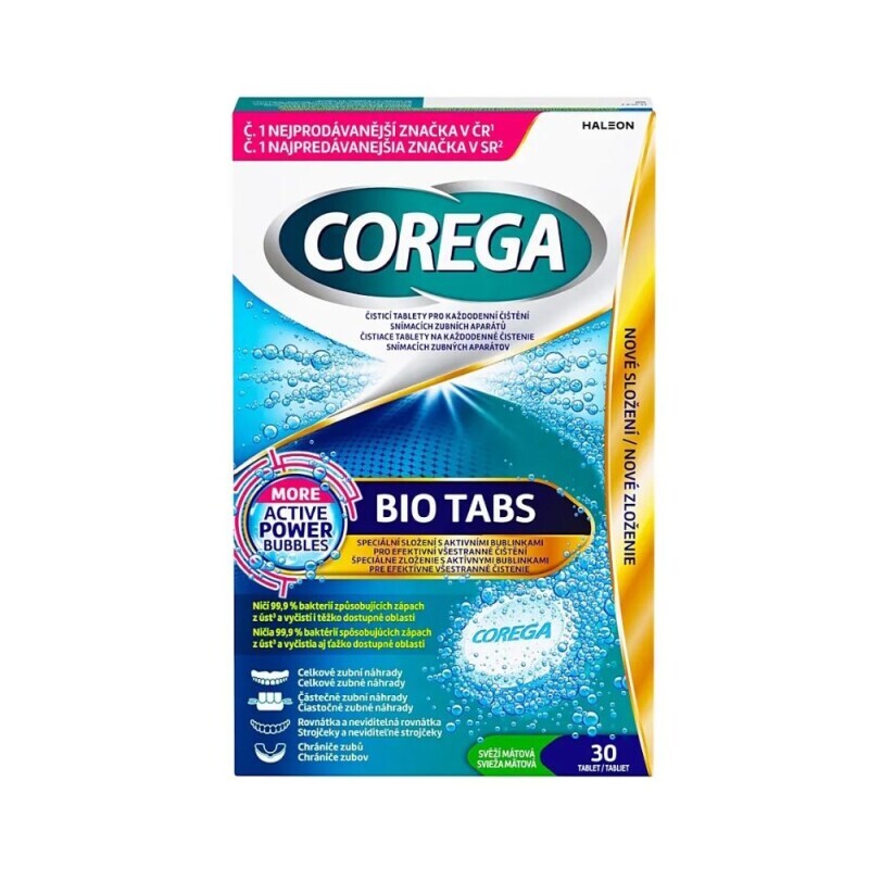 Corega 30ks Tablety Bio Tabs Nové (12/bal)