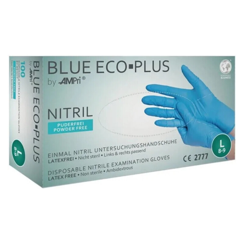 Rukavice nitrilové modré Eco Plus 100ks L