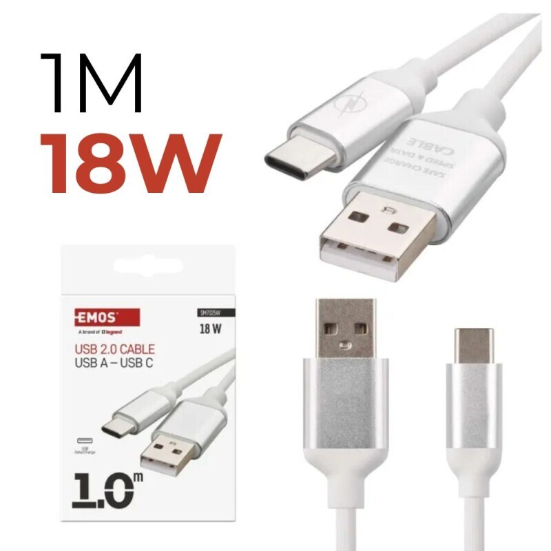 Usb 2.0 A/M-C/M 1M Bílá 18 W